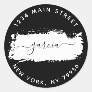 Autocollant Rond Adresse de Retour Classique Class