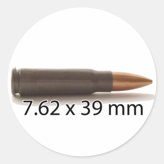 Autocollant rond AK47 Ammo 7,62 x 39 mm (Devant)