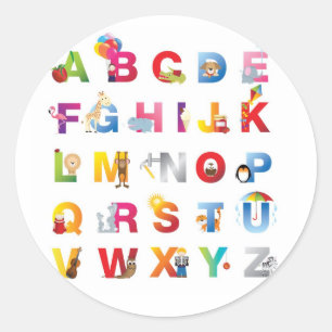 autocollant rond alphabet