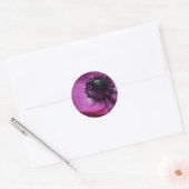 Autocollant rond Anémonique rose violet de coeur n (Enveloppe)