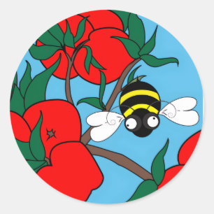 Autocollant rond Apple Bee