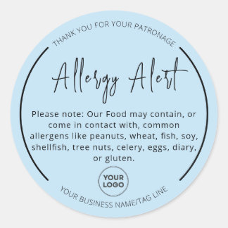 Autocollant rond Aqua Blue Allergy Food Warning