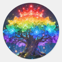 Autocollant Rond Arbre Arc-en-Ciel de Lumière