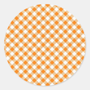 Autocollant rond Arrière - plan orange En vichy