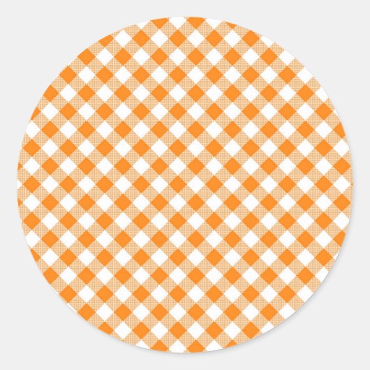 Autocollant rond Arrière - plan orange En vichy (Devant)