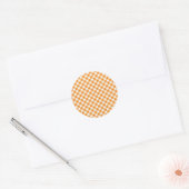 Autocollant rond Arrière - plan orange En vichy (Enveloppe)