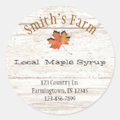 Autocollant rond au sirop d'érable découpé à feuil (Devant)