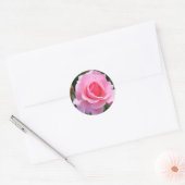 Autocollant rond avec belle rose rose (Enveloppe)