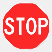 Autocollant rond avec panneau Stop. (Devant)