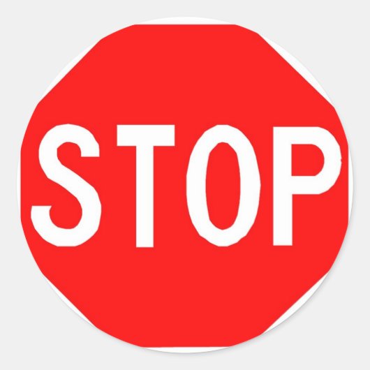 Autocollant rond avec panneau Stop. (Devant)