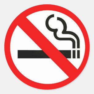 Autocollant rond avec symbole non-fumeur