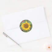 Autocollant rond avec tournesol (Enveloppe)