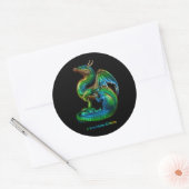 autocollant rond avec un dragon rayonnant coloré (Enveloppe)