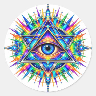Autocollant rond Azure Chevron Eye 3 po