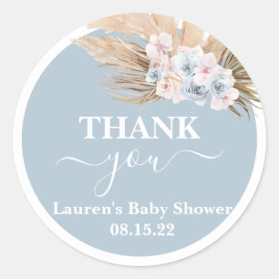 Autocollant rond Baby shower en herbe Pampas de Bo