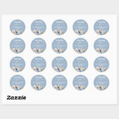 Autocollant rond Baby shower en laiton bleu Pampas (Feuille)