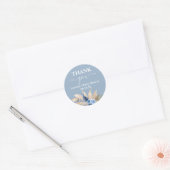 Autocollant rond Baby shower en laiton bleu Pampas (Enveloppe)