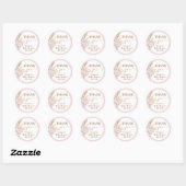 Autocollant rond Baby shower en laiton rose Boho P (Feuille)