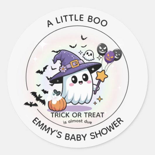 Autocollant Rond Baby Shower Halloween – Un Petit  (Devant)