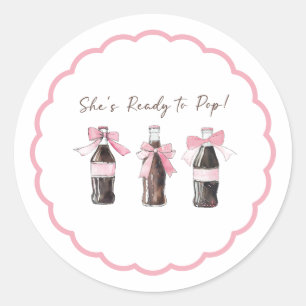 Autocollant rond Baby Soda Rose prêt à éclater