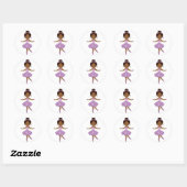 Autocollant rond Ballerina Cute Afro-Américain (Feuille)