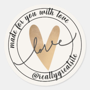 Autocollant rond Beige esthétique Or Fabriqué avec