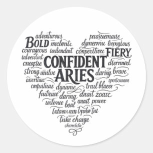 Autocollant rond Bélier Nuage de mots du zodiaqu
