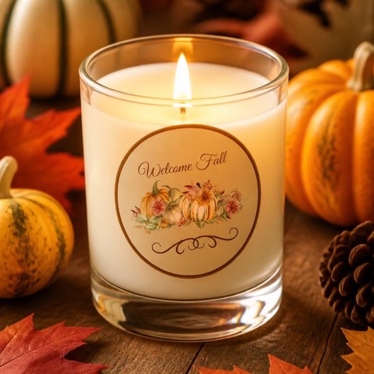 Autocollant rond Bienvenue Automne