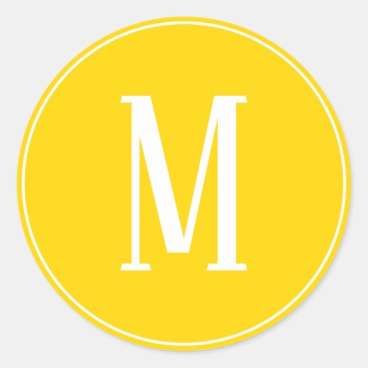 Autocollant rond blanc sur fond jaune doré avec mo (Devant)
