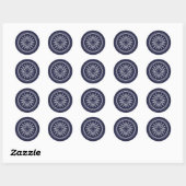 Autocollant rond bleu étoile blanche de la marine (Feuille)