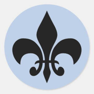 Autocollant rond bleu fleur de lis