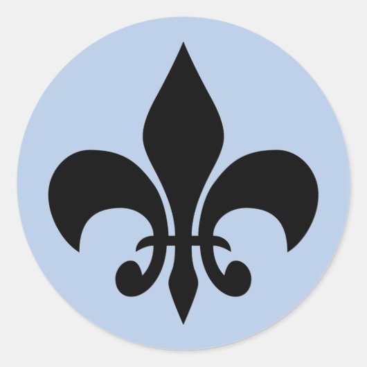 Autocollant rond bleu fleur de lis (Devant)