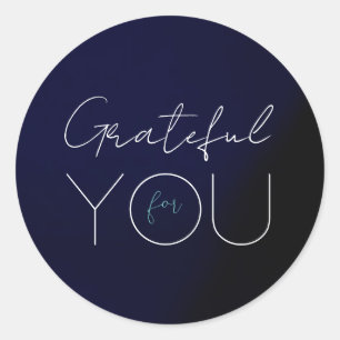 Autocollant rond bleu foncé "Gratitude envers vous