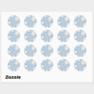 Autocollant rond bleu pâle Bohème