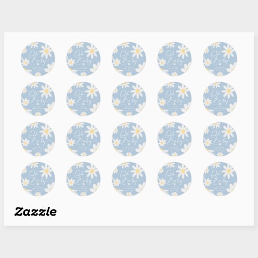 Autocollant rond bleu pâle Bohème (Feuille)