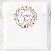 Autocollant rond Boho Chic Floral Merci (Sac)