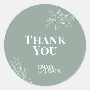 Autocollant rond Boho Floral Sage Green Mariage