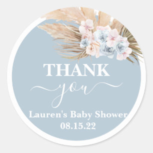 Autocollant rond Boho Pampas Baby shower en laiton