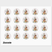 Autocollant rond bonhomme de neige et oiseaux de N (Feuille)