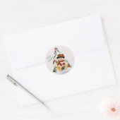 Autocollant rond bonhomme de neige et oiseaux de N (Enveloppe)