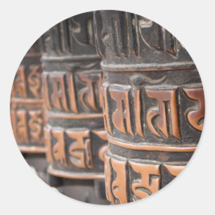 Autocollant rond bouddhiste de roues de prière