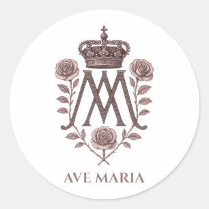Autocollant rond catholique Auspice Maria