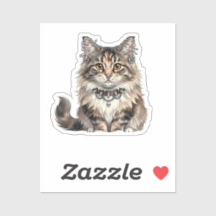 Autocollant rond chat Punk Maine Coon