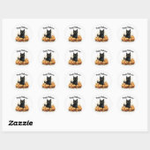 Autocollant Rond Chaton et Citrouilles (Feuille)