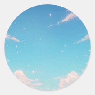 Autocollant Rond Ciel Bleu Doux