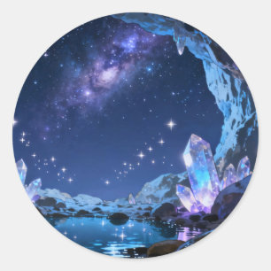Autocollant rond ciel nocturne Crystal Cave