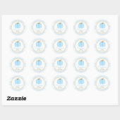 Autocollant rond Citrouille Baby shower bleu (Feuille)
