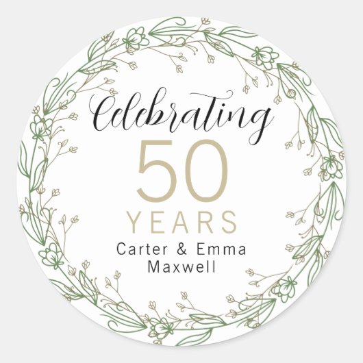 Autocollant rond classique 50e anniversaire (Devant)