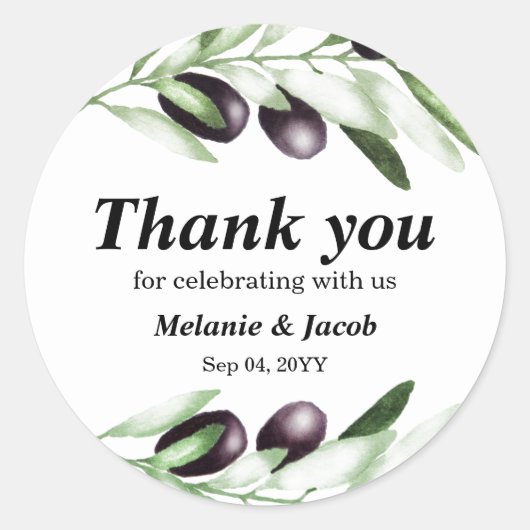 Autocollant rond classique à branche d'olive (Devant)