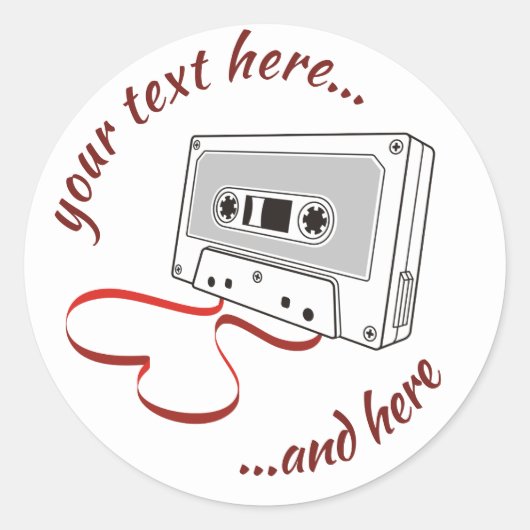 Autocollant rond classique à cassette audio (Devant)